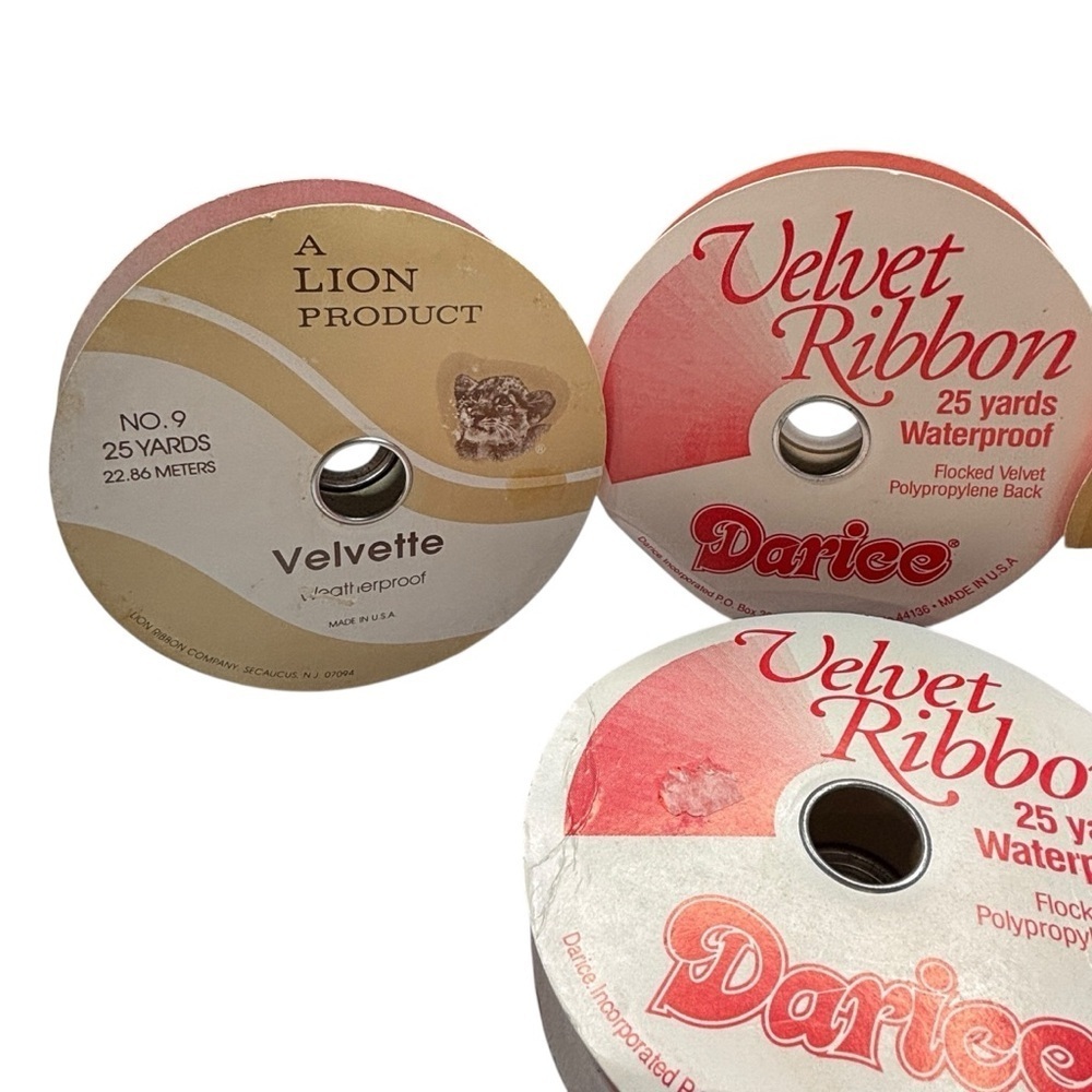 Christmas Red Velvet Ribbon Trim Wrapping Fabric 5 ROLLS 200 Yards - Picture 3 of 16